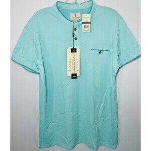 Scott James Short Sleeve Henley Shirt Men’s L SJTS-28197 Mint/Dark Turquoise